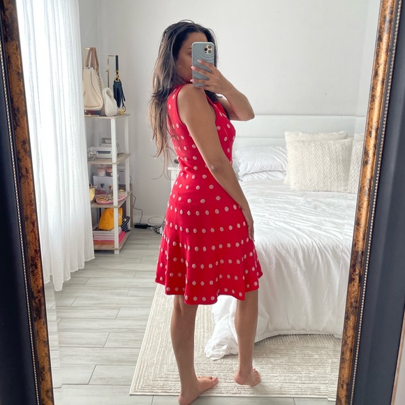 BCBGMaxAzria Red Polka Dot Midi Dress - Picture 3 of 7